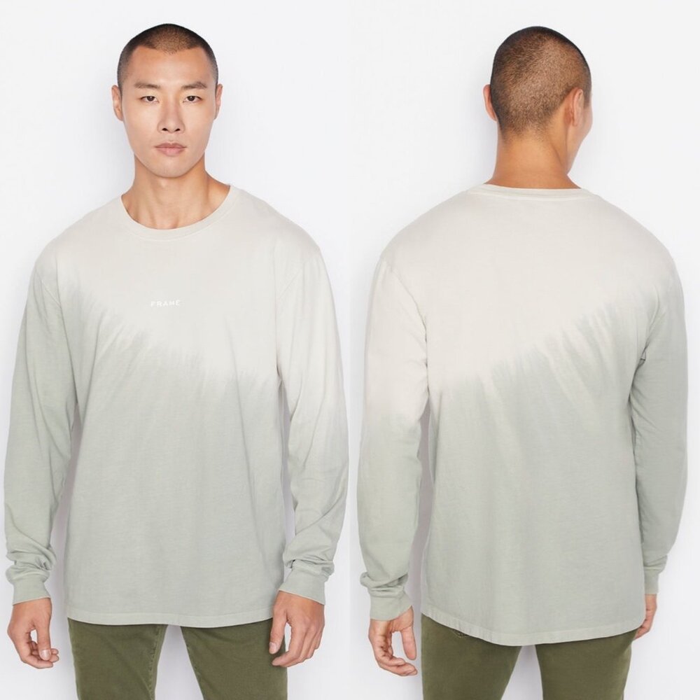 Frame tie dye long sleeve shirt milk beige green‎ shirt XXL